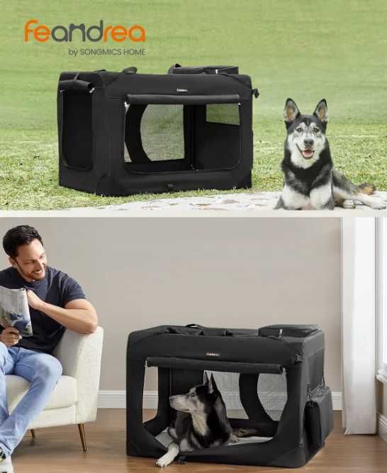 Transporter dla psa składany klatka czarny 102x69