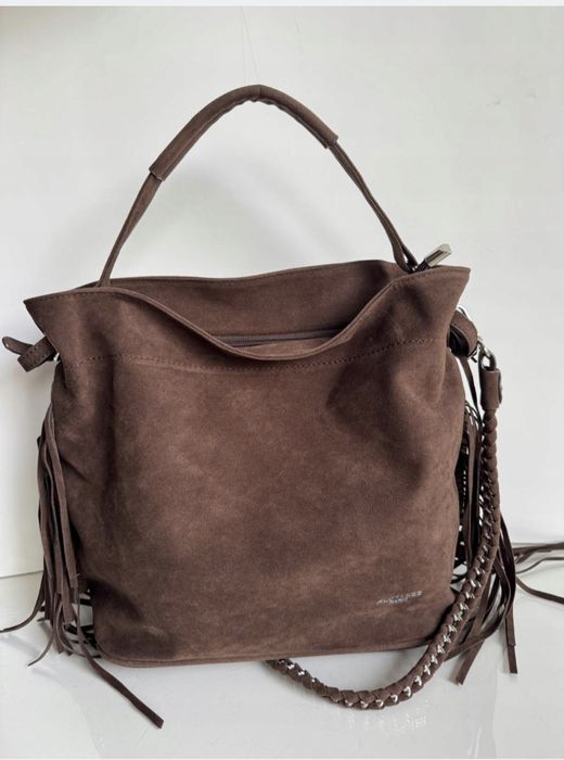 Torebka zamszowa Czekoladowa  Flora&Co