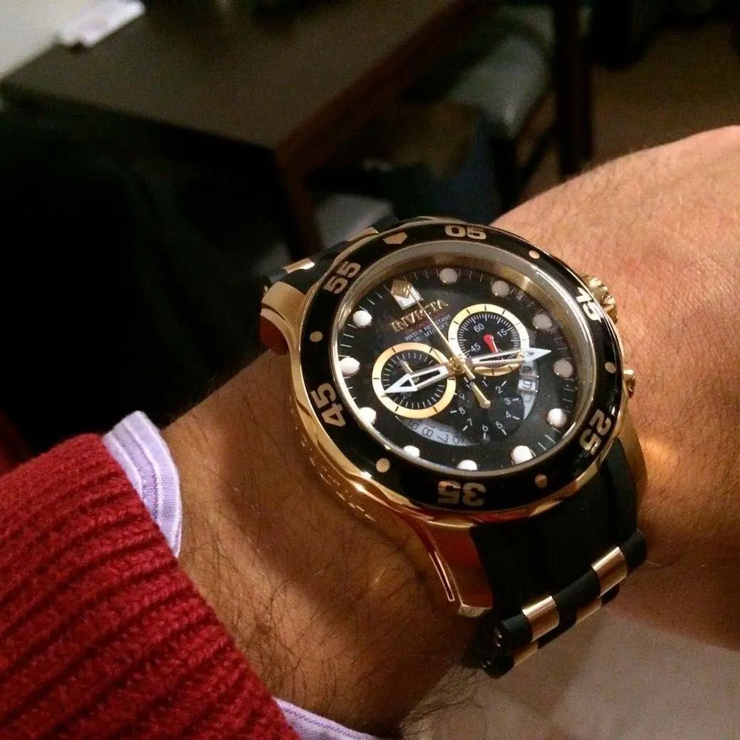 Мужские часы Invicta 6981 Pro Diver 48 mm Black Gold Chronograph 100MT