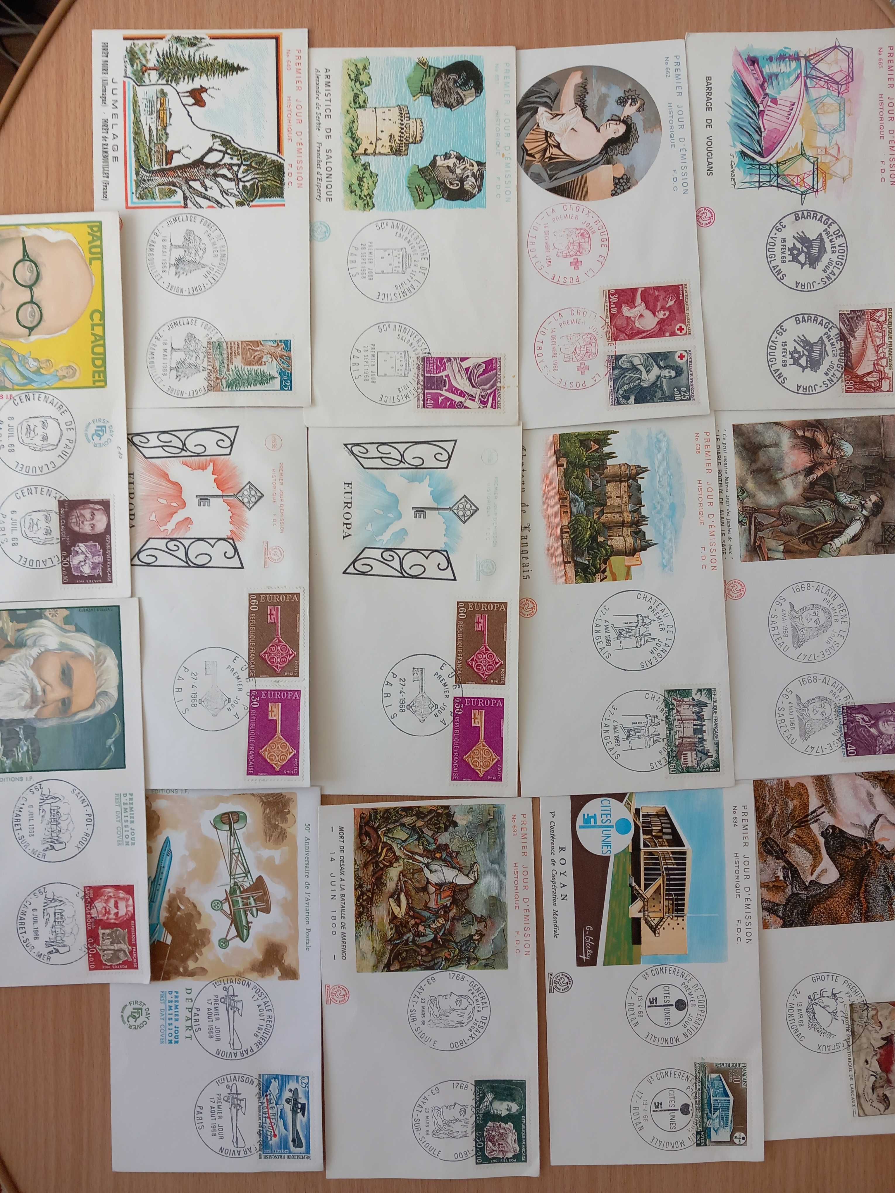 Koperty FDC 50x Austria, 50x Francja