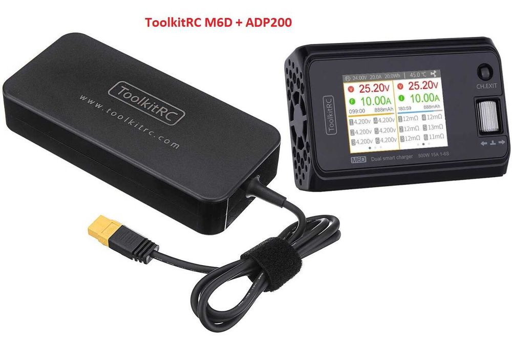 Комплект  зарядний пристрій ToolkitRC  M6D та блок живлення ADP200