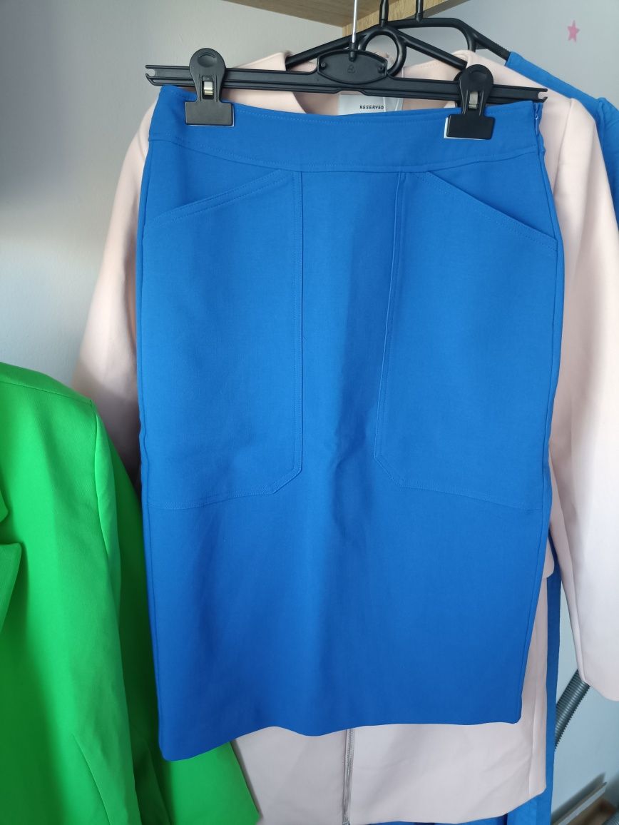 Reserved 34 XS chabrowa spódnica niebieska midi