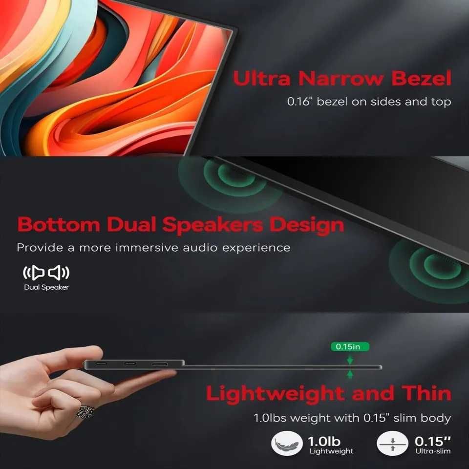 Портативный OLED монитор Bimawen F13NA 13.3", FullHD 1080p 1ms 10bit