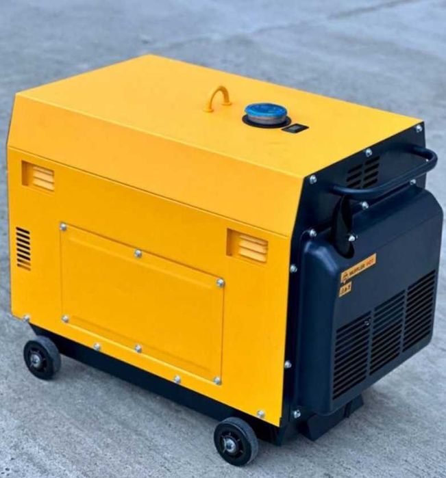 Дизельный генератор 5 кВт AVR, электростартер, закрытый корпус, колеса