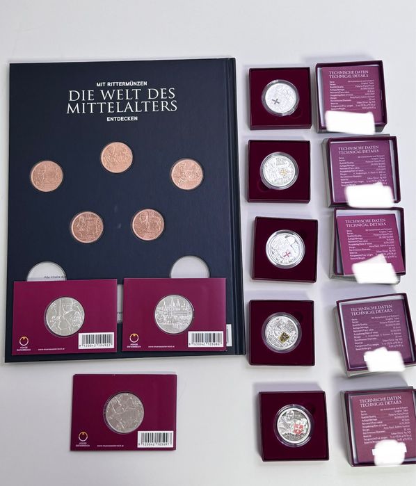 Moedas Austria Euros Prata e Cobre Colecao completa