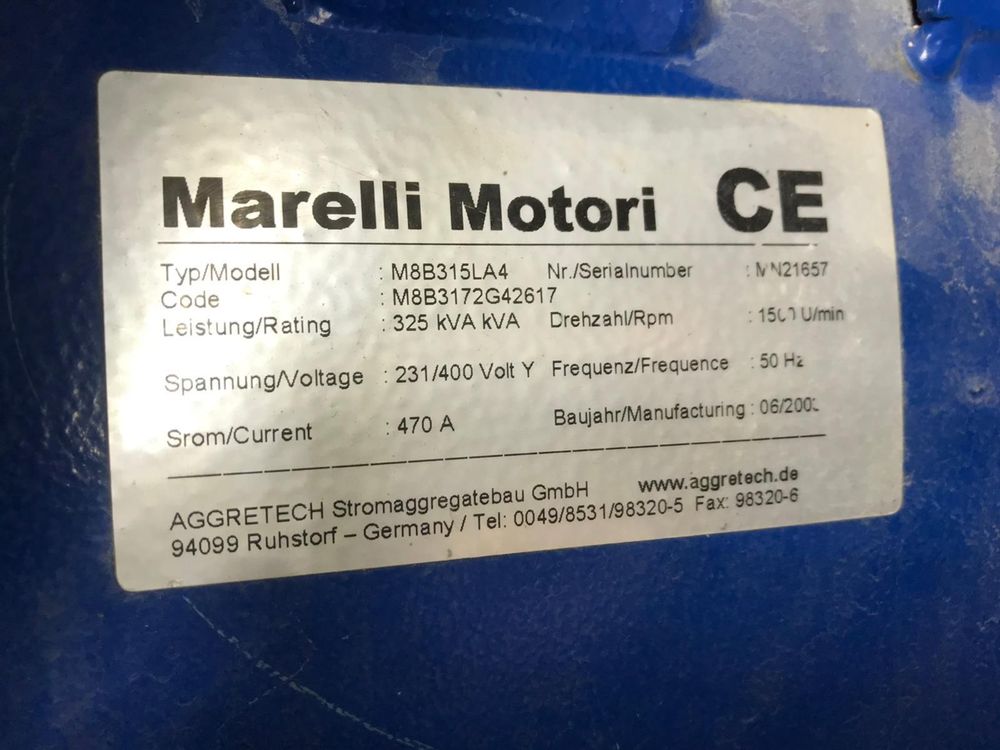 Промисловий дизельний генератор Marelli Motori 380 kVa.