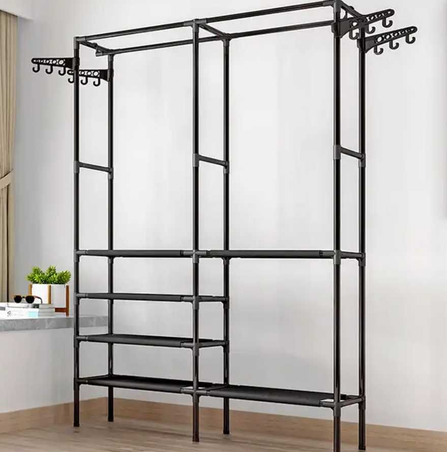 Вішалка підлогова стійка для одягу Simple Coat Rack Double Row