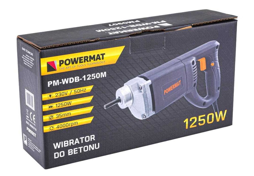 POWERMAT Wibrator Zagęszczarka Do Betonu 1250W + Buława 2m PM0907