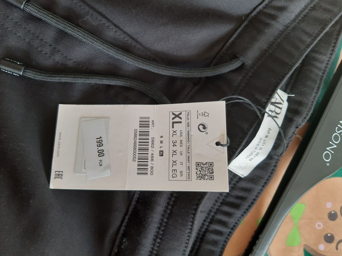 Spodnie Zara XL joggery tkanina czarne nowe wojskowe man