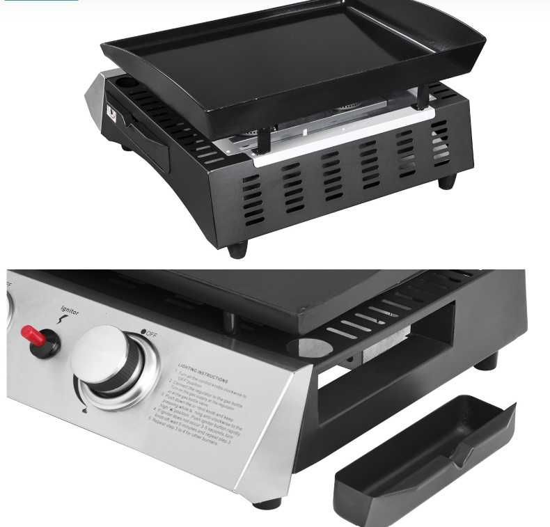 Grelhador/Chapa a Gás (USADO) - 2 queimadores 5kW - Inclui Garrafa K6