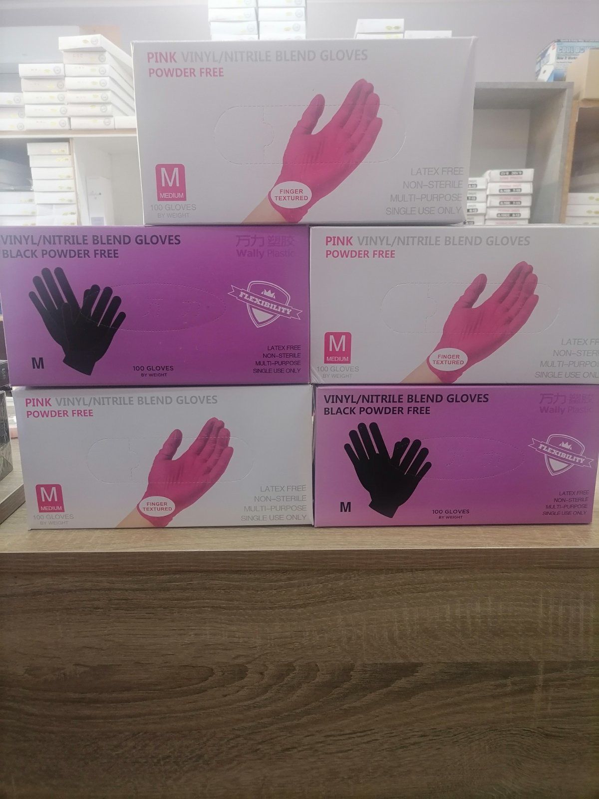 Перчатки нитриловые без пудры. Цвет розовый и чёрный, размер S,М