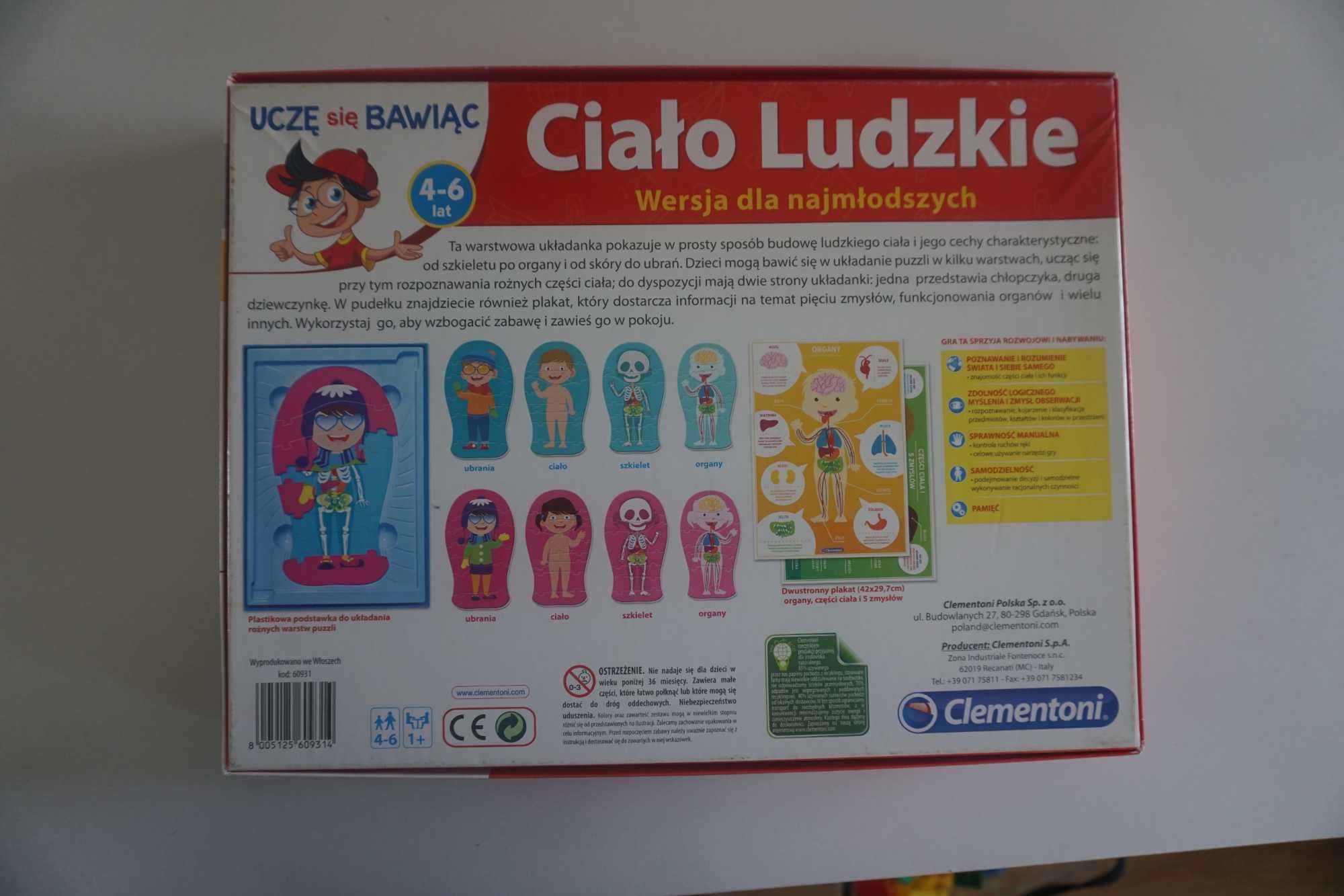 Clementoni Ciało Ludzkie Puzzle Nauka Zabawa dla dzieci