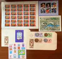 Почтовые марки блоки гашеные, конверты первого дня Спорт Олимпиада