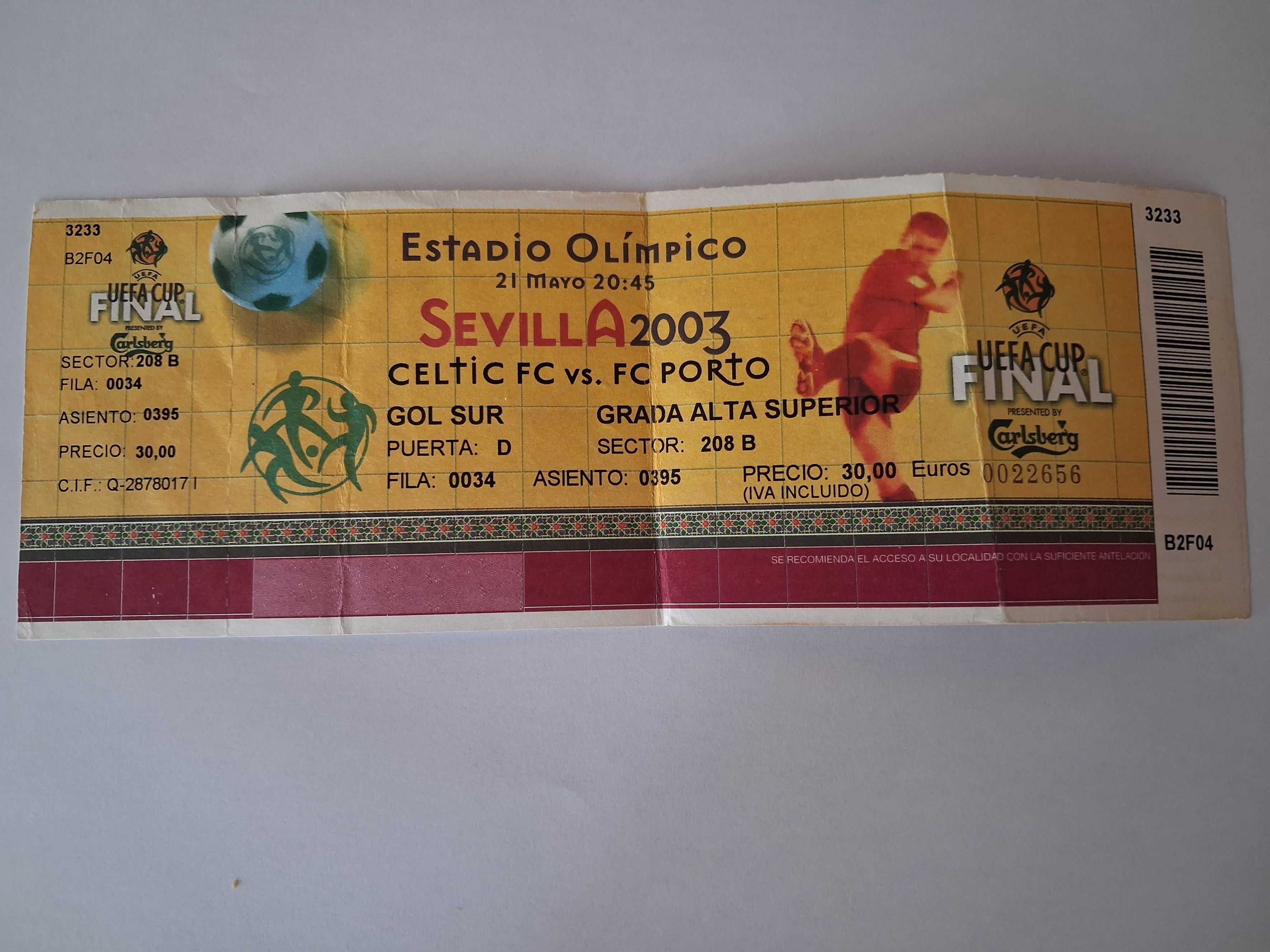 Bilhete Futebol Final Uefa Cup 2003 - CELTIC VS F C PORTO (Sevilha)