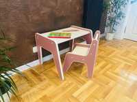 Krzesełko + Stolik w stylu Montessori dla dziewczynki