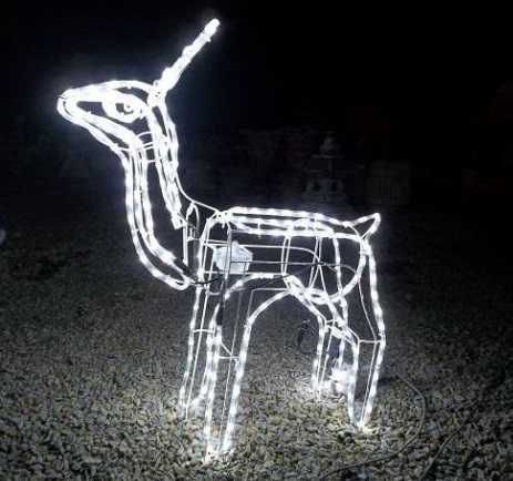 RENIFER Z RUCHOMĄ GŁOWĄ 3D Led Świecący zewnętrzny Duży xxl Biały