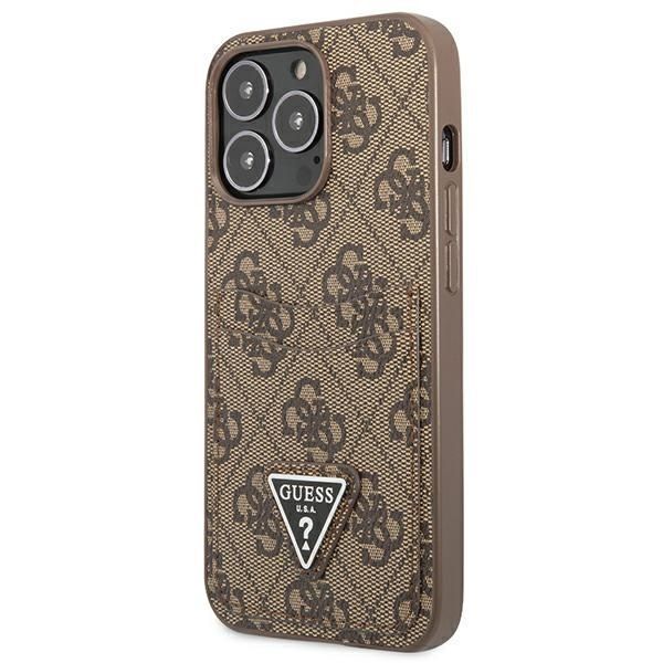 Etui Guess 4G Double Card Triangle Logo do iPhone 13 Pro, Brązowe