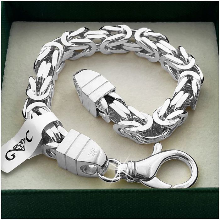Potęzna Męska Bransoleta Splot Królewski 22cm/8mm Srebro Pr. 925 + Gra
