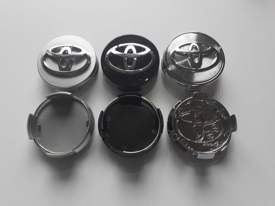 Centros/tampas de jante completos Toyota com 57, 60, 62, 65 e 68 mm