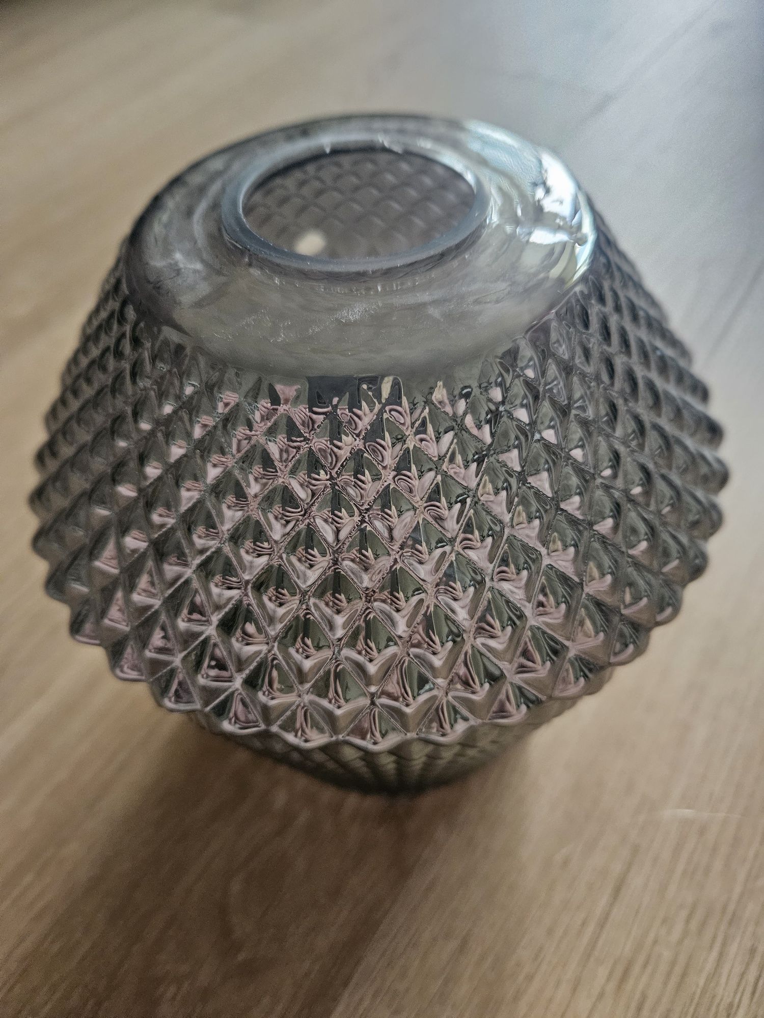 Klosz szklany art deco Abażur lampa szara srebrna przezroczysta