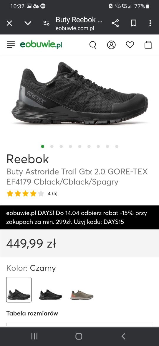 Buty Trekingowe Rebok rozmiar 37,5 24cm