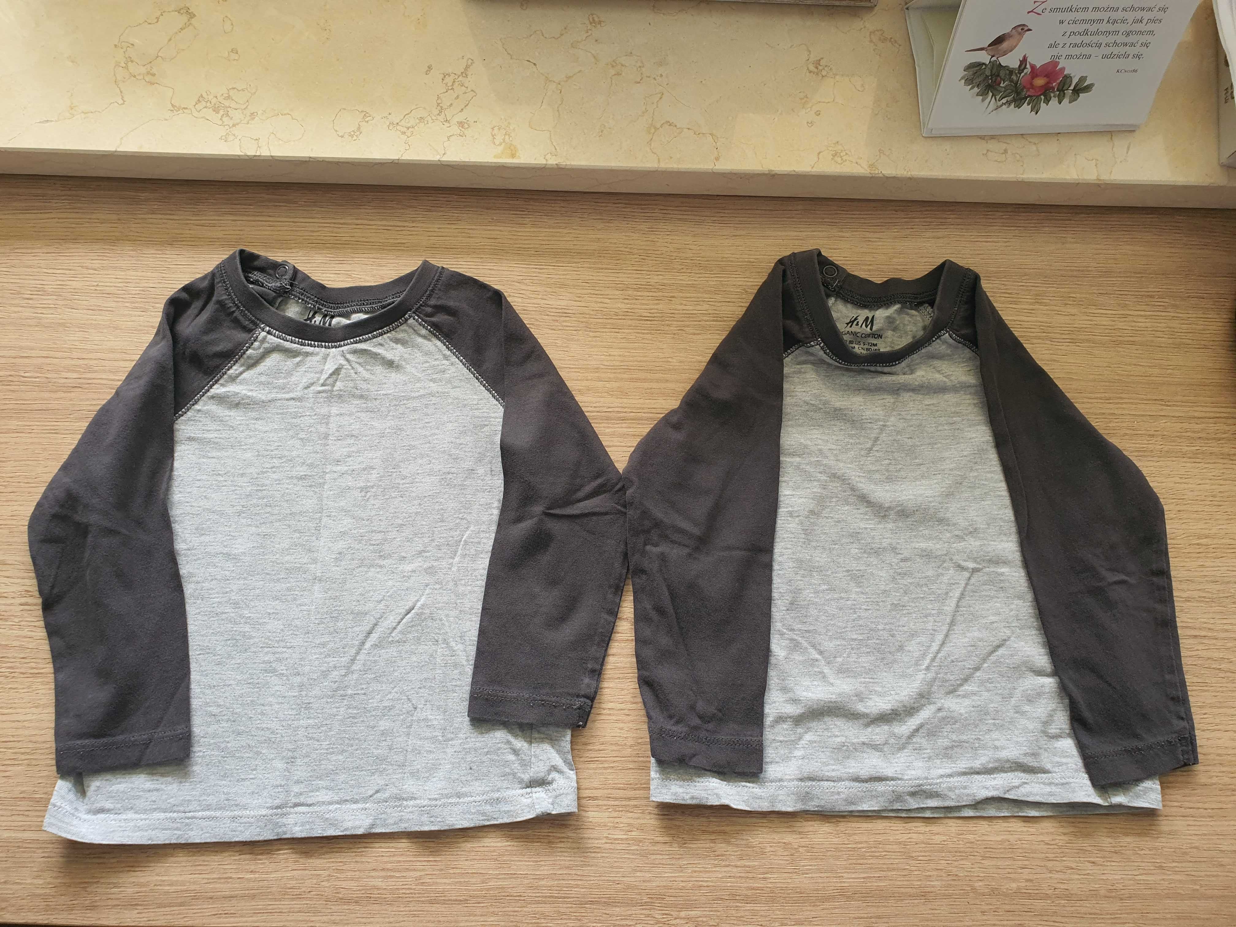 H&M bluzeczki dla bliźniaków organic cotton 80 cm 9/12 miesięcy