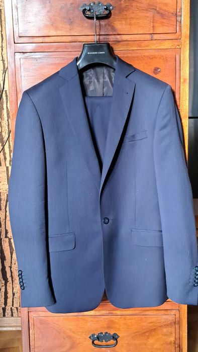 Garnitur granatowy wzrost 176 slim 60% wełna