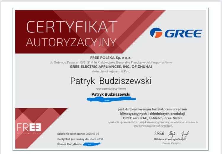 Klimatyzator GREE PULAR 3,5 KW z montażem