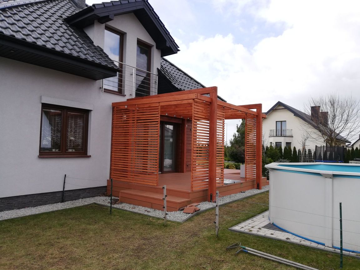 Zadaszenie tarasu pergola pod żagiel rzymski poliwęglan