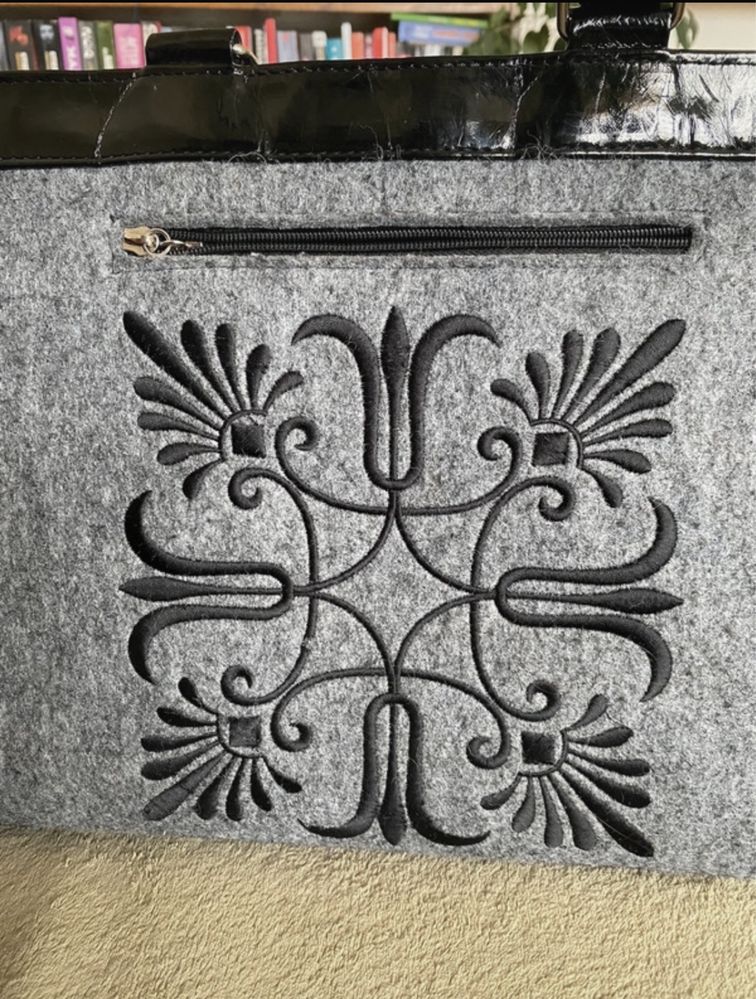 Torebka filcowa filc szara felt bag folkowa folklor