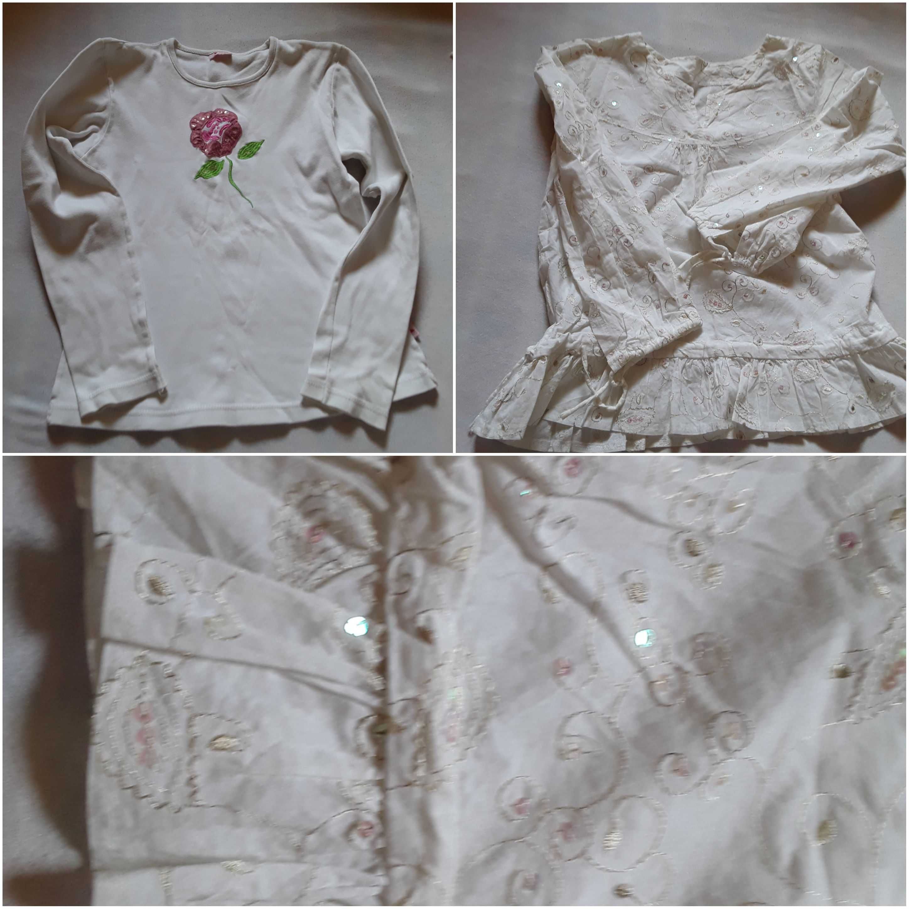 2 Bluzki dziewczęce biała , różowa, błyszczące aplikacje  152 cm