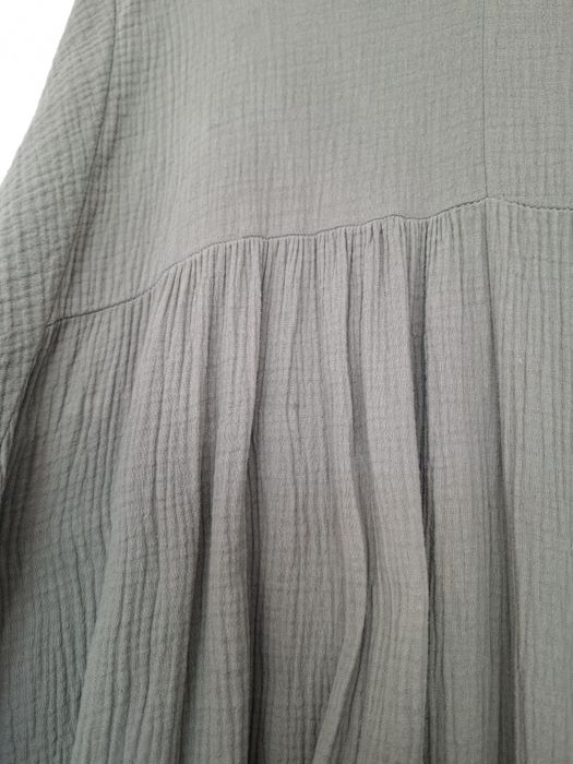 Długa muślinowa sukienka maxi leśna khaki oliwkowa luźna oversize