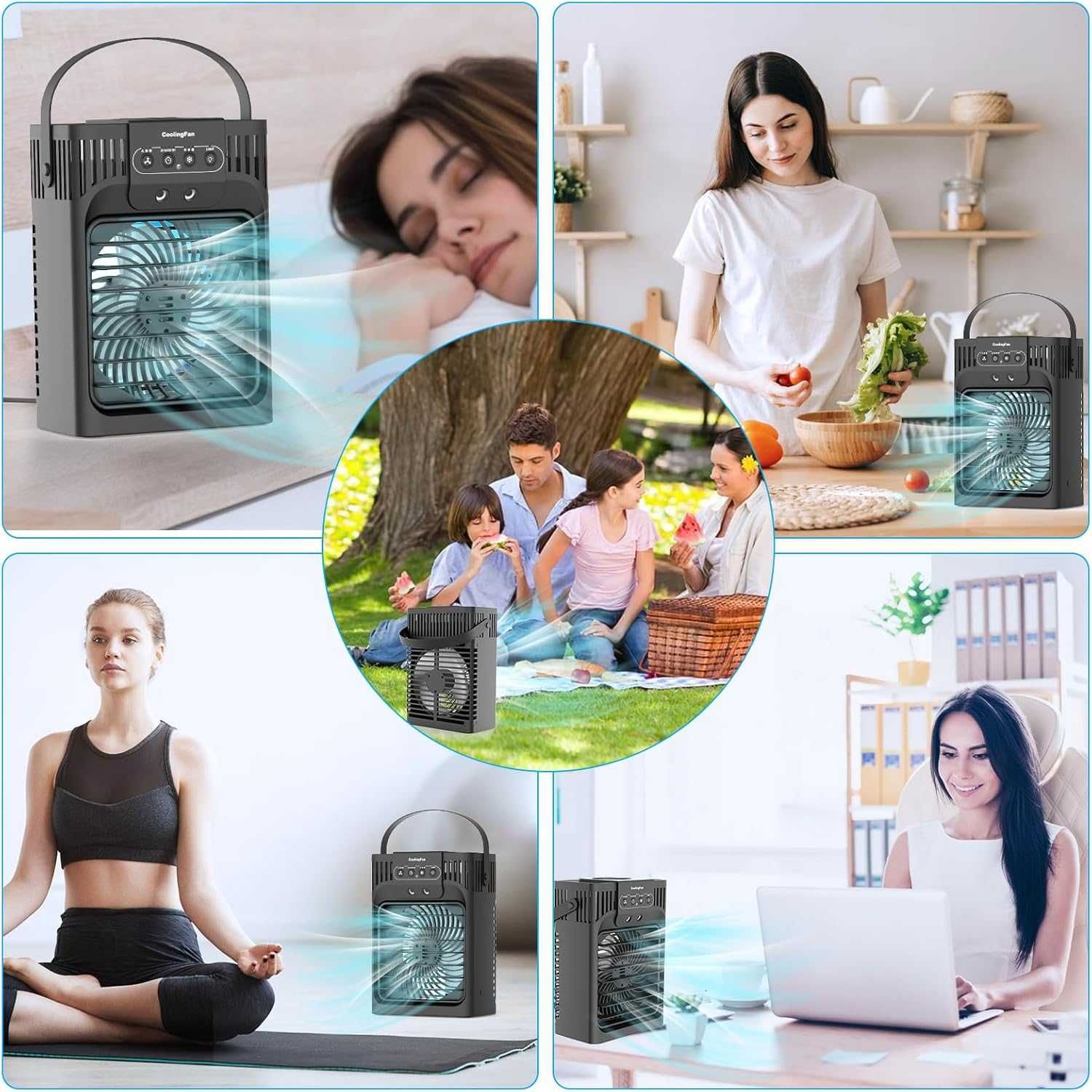 Refrigerador de ar portátil 4 em 1, Ventilador, Umidificador.