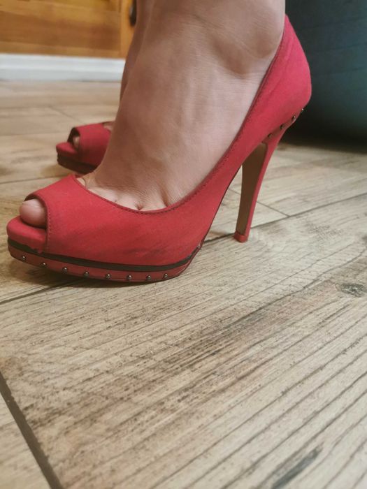 Buty szpilki sandały Vintage r38 czerwone Berashka