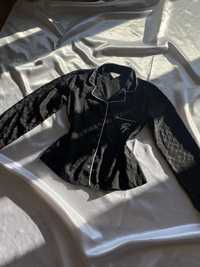 Czarna bluzka koszula od piżamy XS 34 river island old money vintage