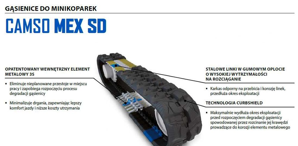 Gąsienica gumowa CAMSO minikoparka Takeuchi TB225 250x80x48