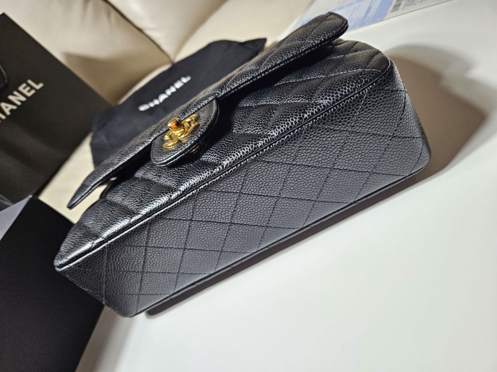 Сумка Chanel Double Flap 25.5 шкіра | чорна | золота фурнітура