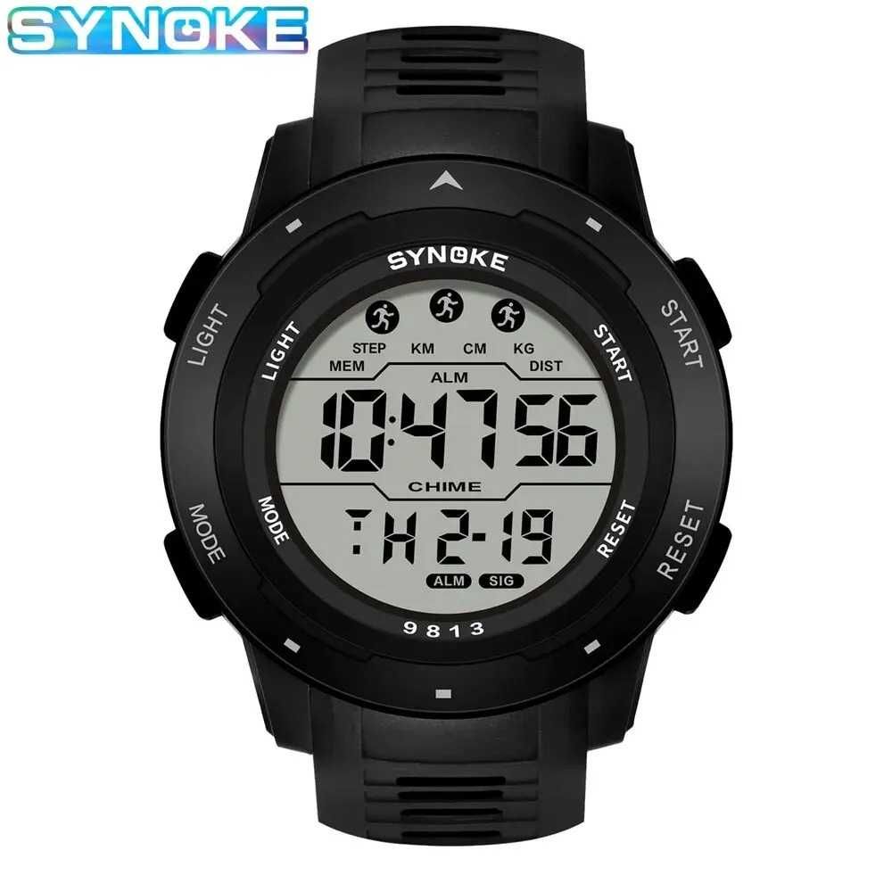 Czarny zegarek elektroniczny Synoke unisex sportowy stoper WR50 LED