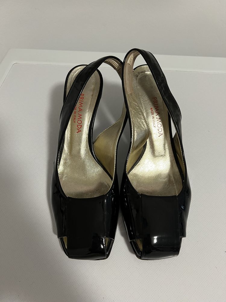Skórzane lakierowane czółenka Prima Moda roz. 37.5