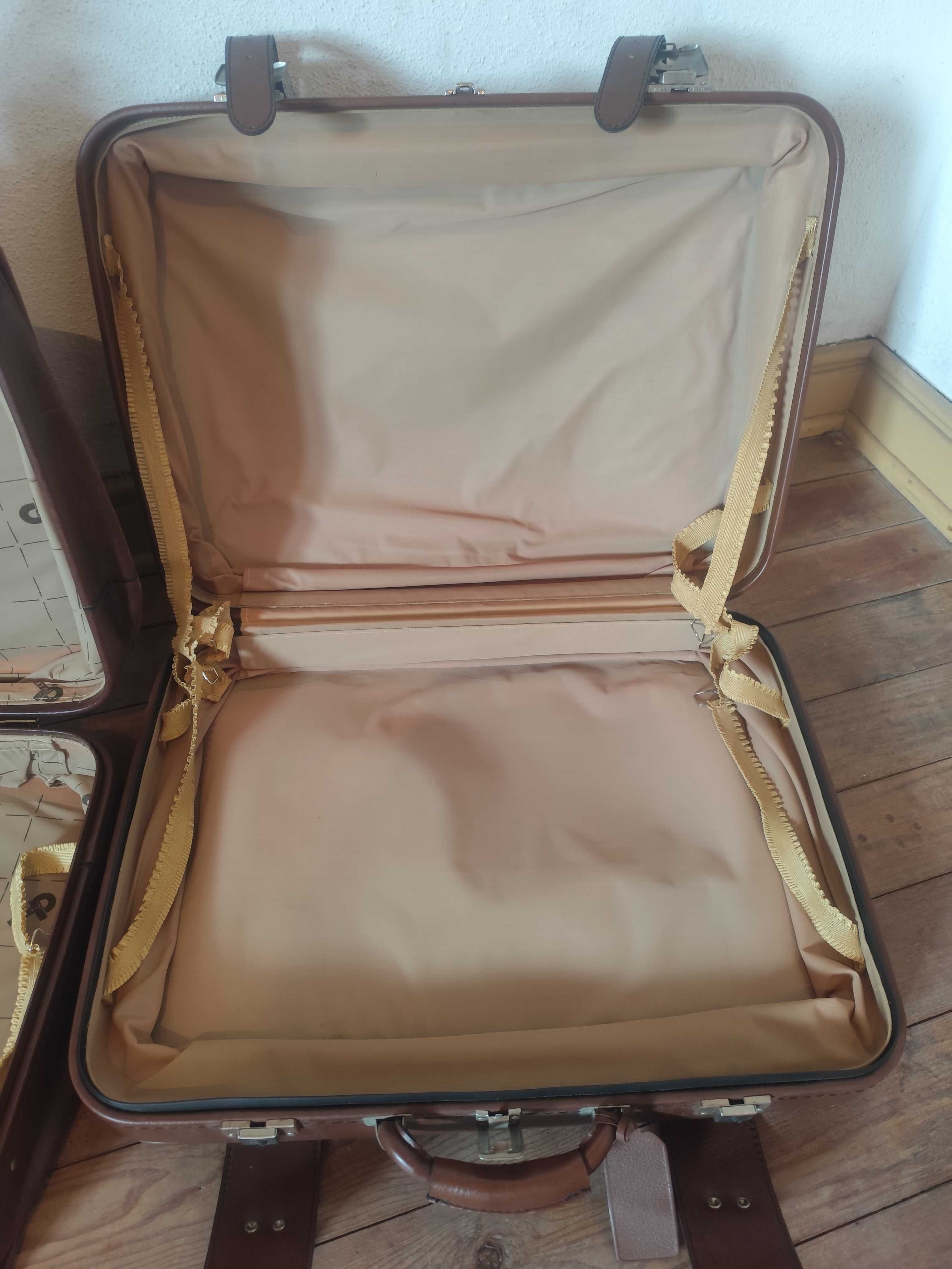 Conjunto de 2 malas de viagem em pele vintage