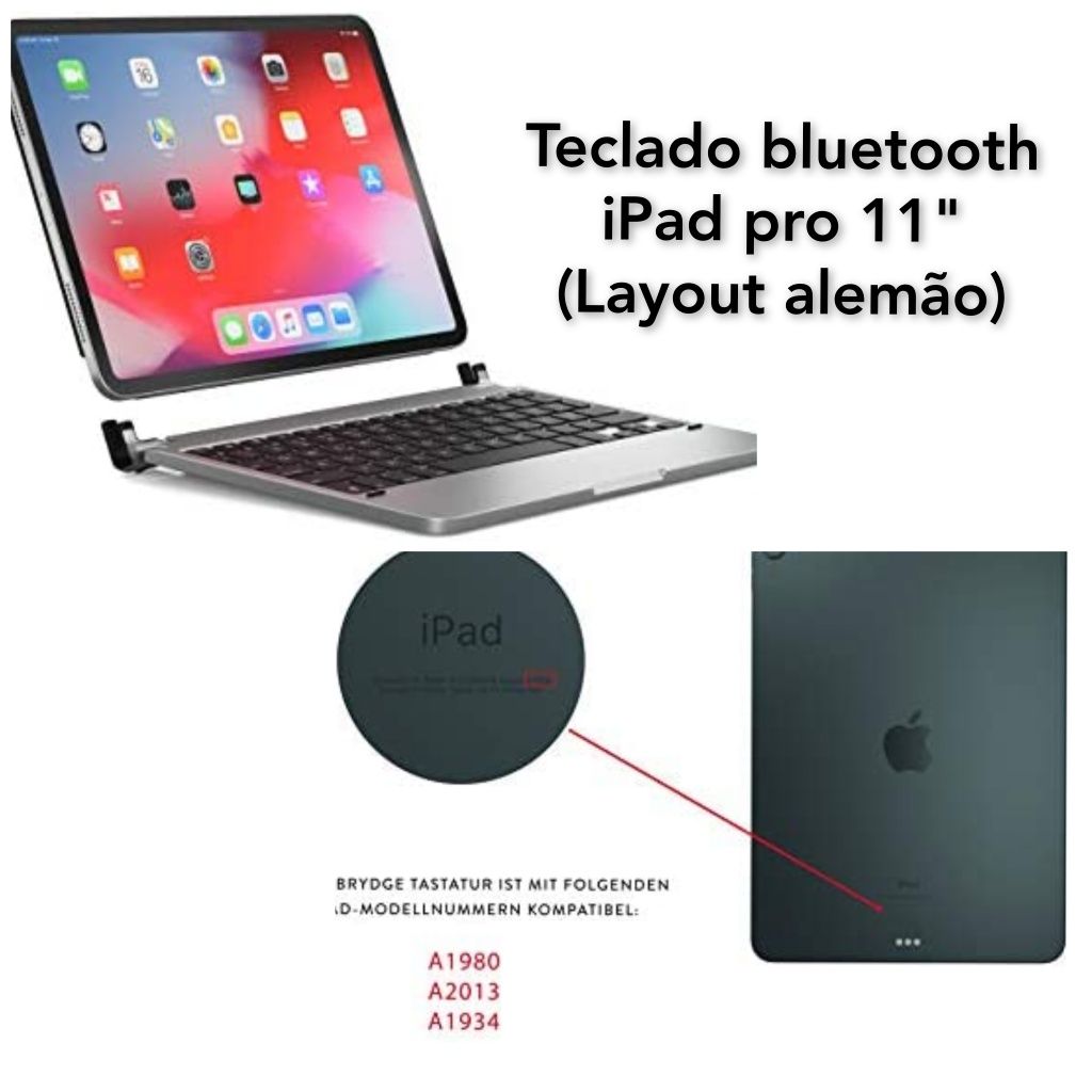 Teclado bluetooth iPad pro 11" A1980 A2013 A1934 capa magnética tablet