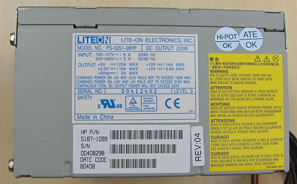 Zasilacz ATX 250W Lite-On PS-5251-08HP