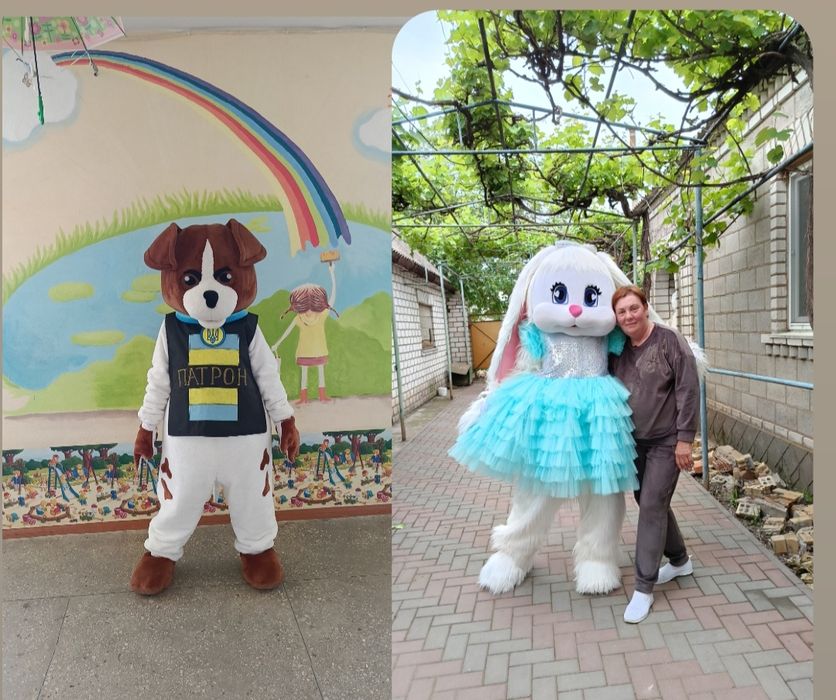 Аніматори,Рожевий та білий Ведмідь,Лабубу,Зайка,пес Патрон,Киця,Тедді