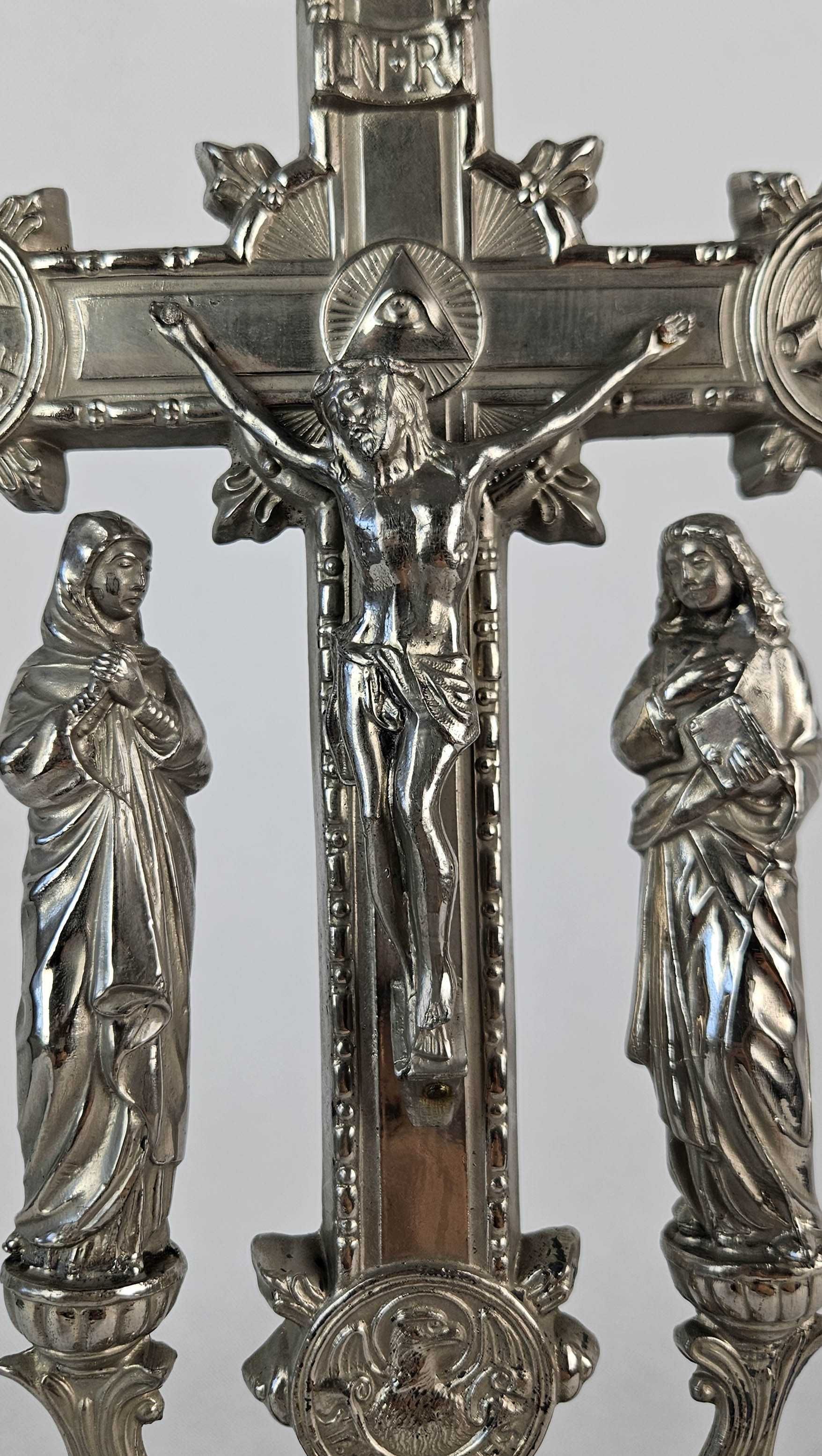 Piękny stary platerowany krzyż z Francji
