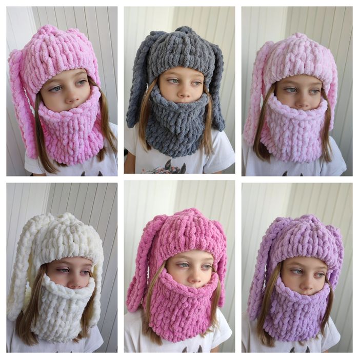 Балаклава  з вушками плюшева .Дитяча  /доросла  (ручная работа)