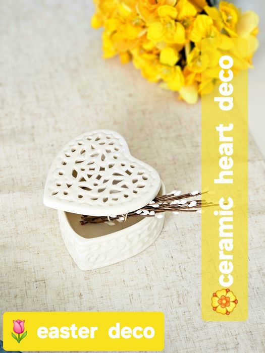 Ceramic easter heart ozdoba stołu szkatułka serce