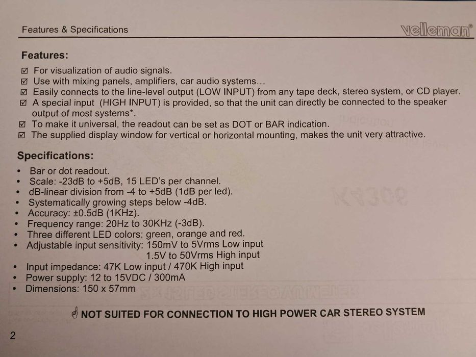 Vuímetro Estéreo de Precisão 2 x 15 LED'S