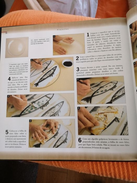Livro de ensino sobre decoração em vidro