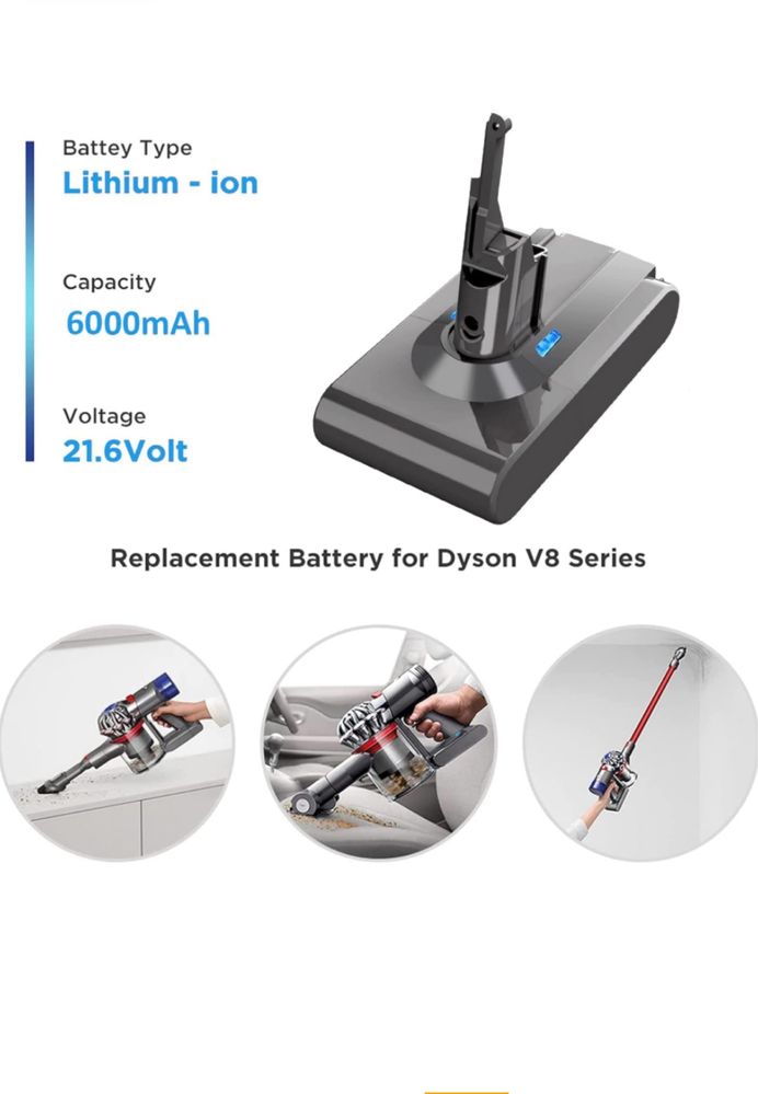 21,6 V 6000 mAh akumulator  do Dyson V8