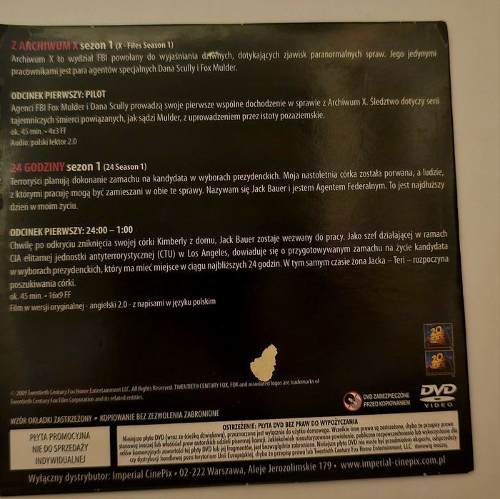 Z Archiwum X płyta dvd pierwsze odcinki 24